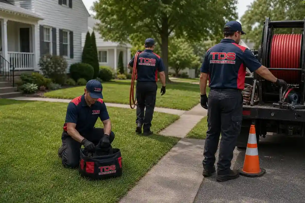TDS Trenchless technician finishing up at a Augusta, GA home