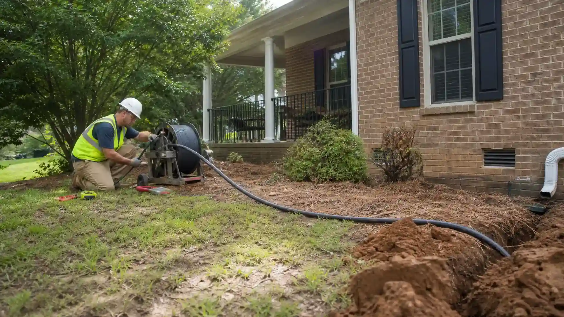 TDS Trenchless crew at work on an Augusta-area sewer line