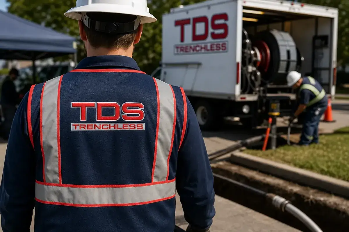 TDS Trenchless branded safety vest and gear