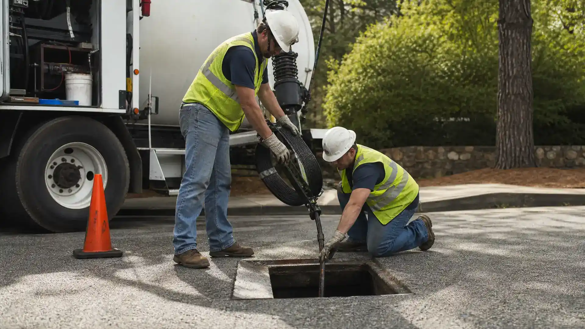 TDS Trenchless technician greeting a homeowner at the front door