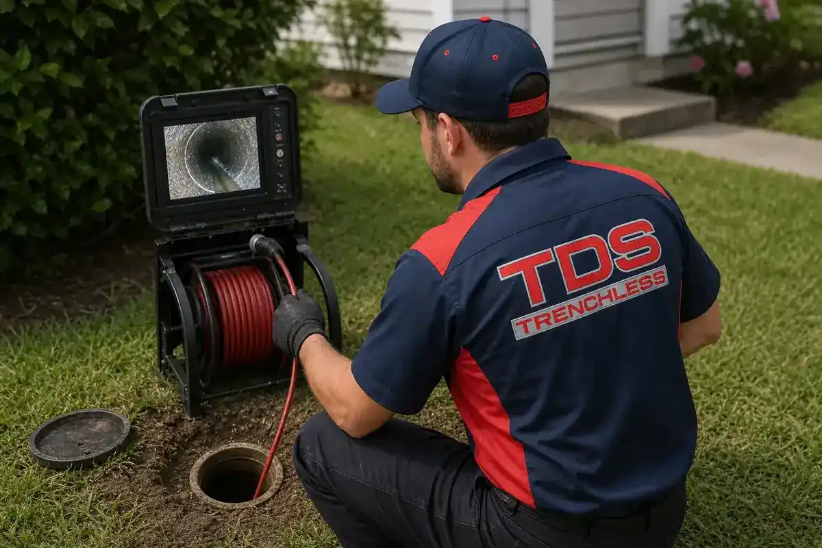 TDS Trenchless technician running a camera inspection before any digging