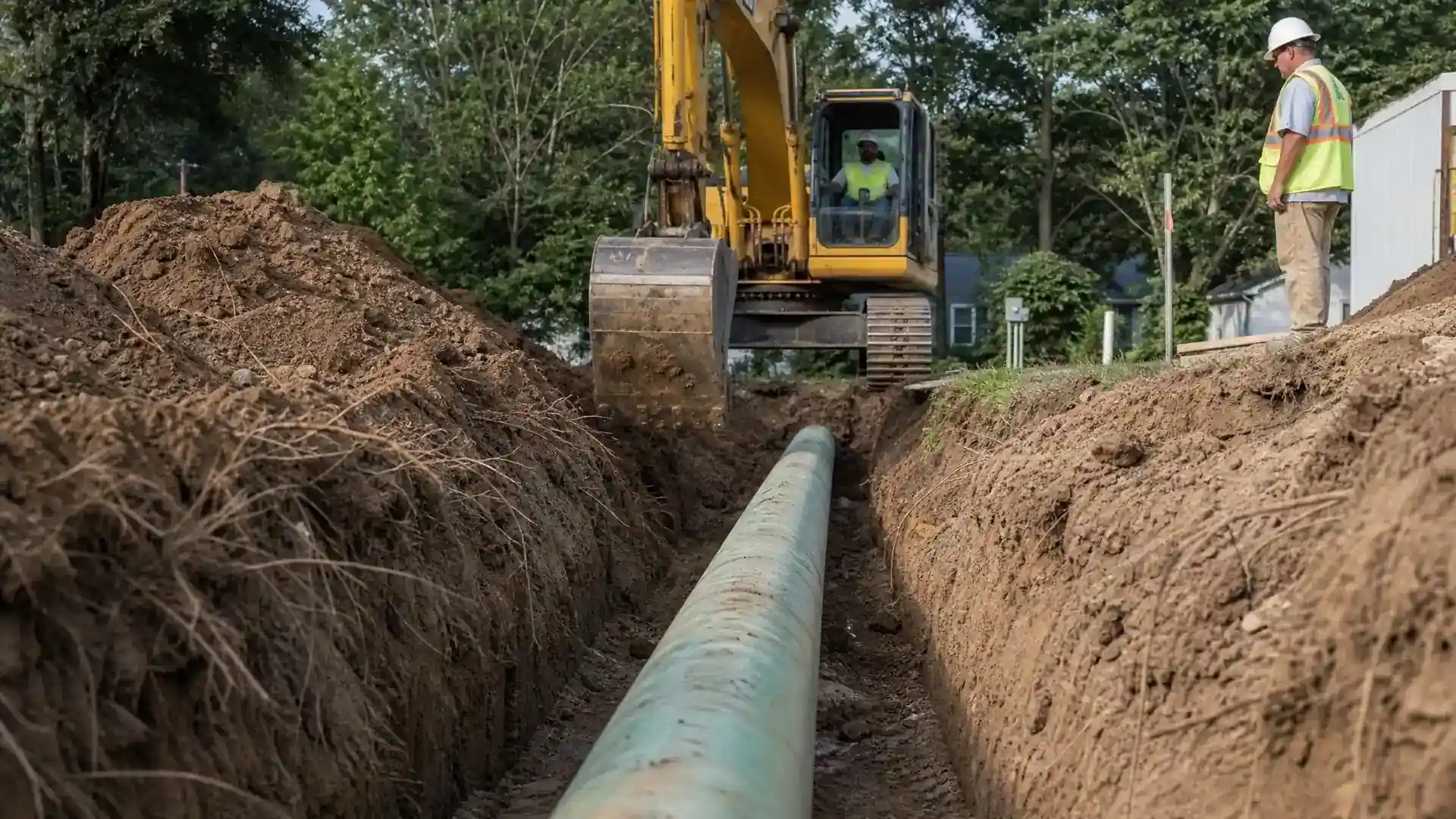 Sewer Line Installation via Excavation
